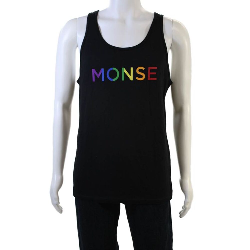 Monse Unisex Adults Cotton Graphic Print Scoop Neck Tank Top Black Size M